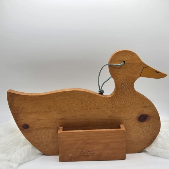 Vintage Hand-Painted Wooden Duck Letter Holder | Farmhouse Rustic Mail Organizer - Picture 5 of 14